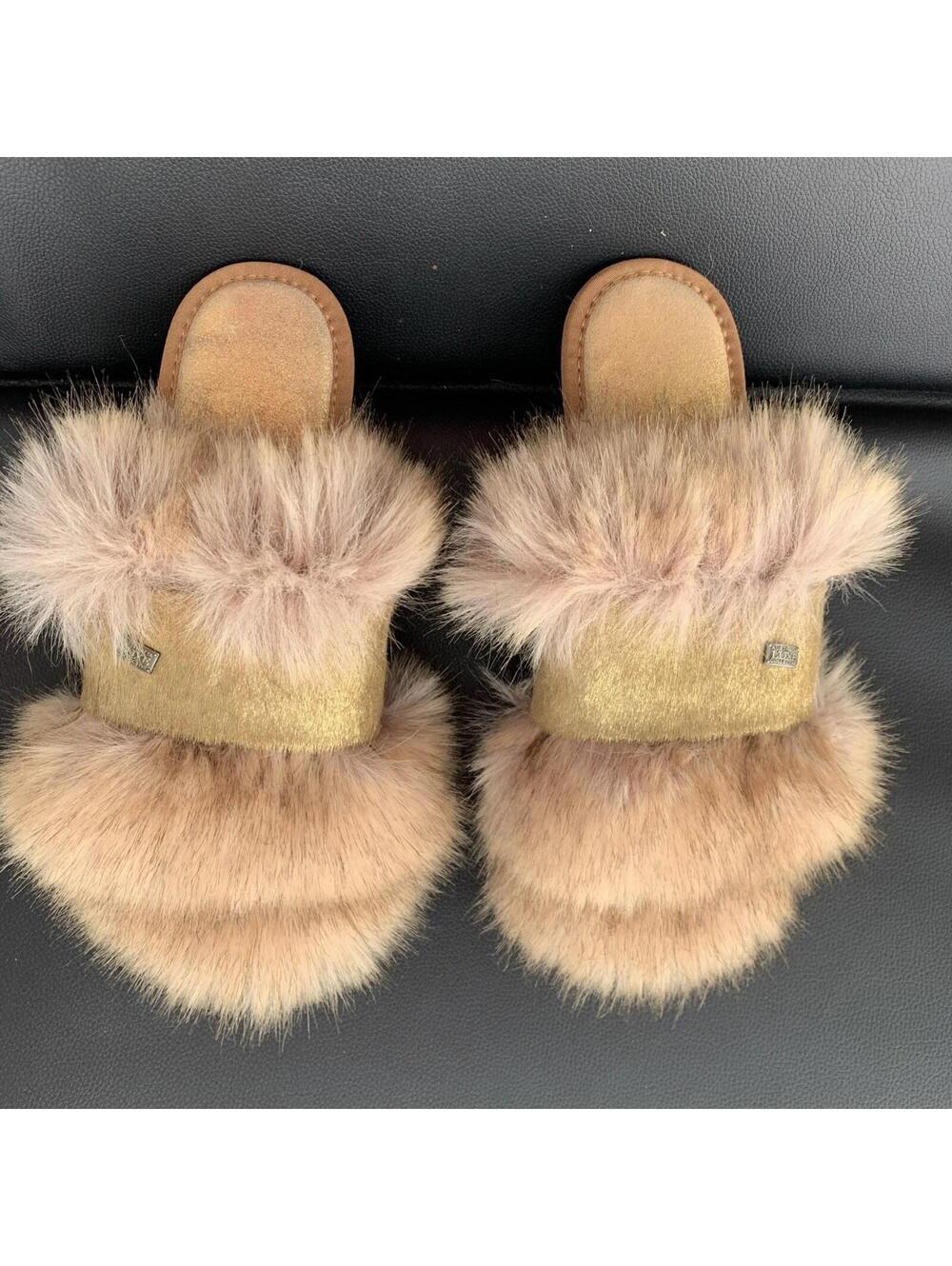 Australia Luxe Collective Gold Genuine Luxe Slide Slippers SZ 6